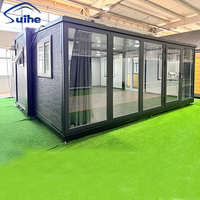 Murs extérieurs personnalisés, fenêtre en verre du sol au plafond, maison conteneur préfabriquée pliable mobile
