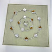 Bracelets en Argent Sterling S925 de Qualité Originale, Trèfle à Quatre Feuilles Porte-Bonheur, Œil de Tigre Naturel, Motif Cinq Fleurs, Van Cleef