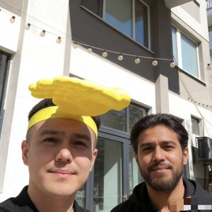 Funny Palm Shaped Sun Hat Yellow 3D Printed Summer Outdoor Headband Cartoon Sun Protection Casual Wear - Product Image 2