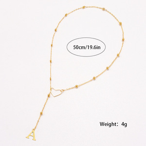 Nuova Collana alla Moda con Ciondolo a Cuore e Lettera Iniziale in Acciaio Inossidabile, Catena Regolabile con Perline, Gioiello da Donna - Product Image 5