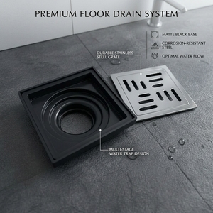 Desagüe de Piso Cuadrado de 4 Pulgadas, Filtro de Acero Inoxidable Anticorrosión, Cubierta de Desagüe para Baño, Diseño Moderno, Acabado Pulido - Product Image 2