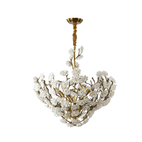 Nouveau modèle unique de luxe en laiton massif en céramique fleur lustre