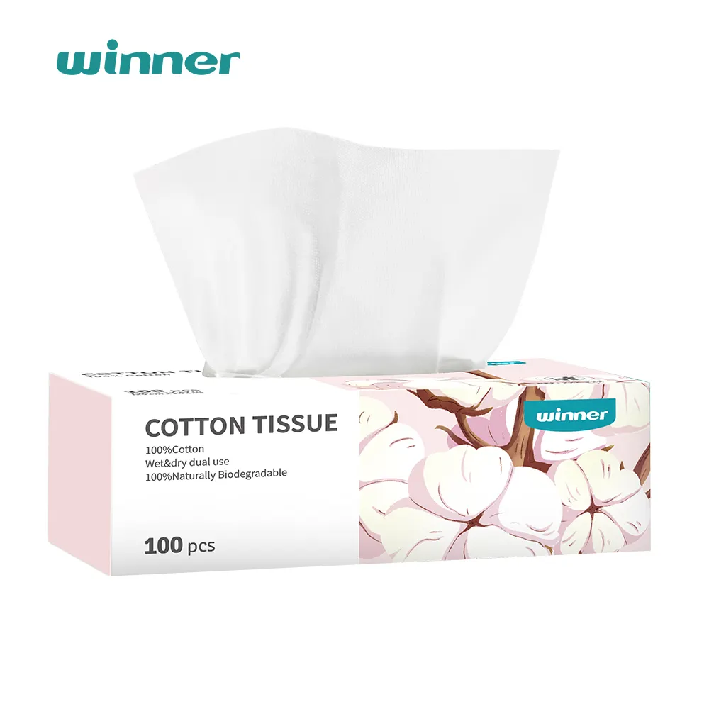 Pur cotton Custom Tissue Facial Einweg-Baumwoll gewebe 100% reine Baumwolle Soft Body Facial Tissue zur Gesichts reinigung