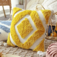 Housse de coussin carrée décorative en polyester tufté style bohème, brodée, pour canapé, 45 cm, pour la maison et l'hôtel
