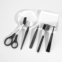 Kit de soin des sourcils professionnel 5 pièces, noir, rasoir à sourcils classique, ciseaux, pince à épiler