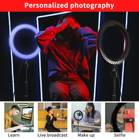 Anneau lumineux LED RGB de 10 pouces avec trépied, lumière de studio photographique circulaire pour selfie, idéal pour les diffusions en direct sur YouTube