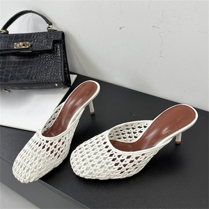 2025 New Style High Quality Women's <b>Toe</b> <b>Heel</b> Mesh Sandals Hollow Woven Sexy Slip-On Slippers for Spring Season - Product Image 2