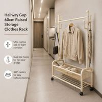 Porte-vêtements sur roulettes avec crochet latéral, verrouillable, en maille, pour rangement en chambre étroite, support de vêtements autoportant