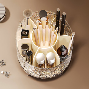 Rotating Cosmetic Storage Rack Glacier Patterns Plastic <b>Makeup</b> Organizer Vanity Tabletop Storage <b>Box</b> - Product Image 4