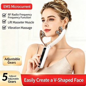Masajeador Facial de Microcorriente con Rodillos, 8 Rodillos, Herramienta 3D en Forma de V para Esculpir el Rostro, Masajeador Facial Recargable, Herramienta para Levantar la Línea de la Mandíbula - Product Image 1
