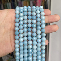 Perles de pierre de calcite bleue des Caraïbes naturelle, perles de pierre précieuse chinoise « Larimar » pour bijoux DIY, 6mm 8mm 10mm, longueur 38cm 15 pouces