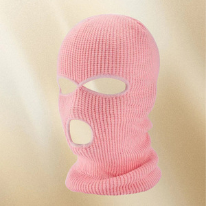 JX özel tasarım nakış logosu Balaclava motosiklet 3 delik tam yüz örgü kayak Mak bere Balaclava şapka kayak maskesi - Product Image 5