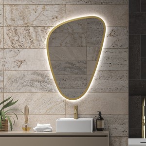 Kamalu KAM-EL6500G LED specchio bagno 65x100cm a goccia con cornice in oro - Product Image 4
