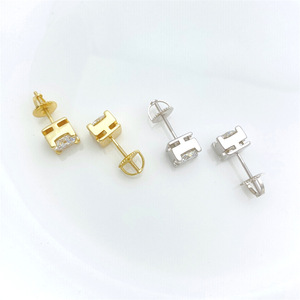 Nuevos Pendientes de Plata S925 con Moissanita de Corte, Estilo Hip Hop Europeo Americano, Unisex, Lindos y Sencillos, con Cierre de Rosca - Product Image 2