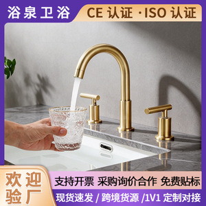 Stainless Steel Basin Faucet Dual Handle 304 <b>Deck</b> Mounted Sink Tap With Brass Valve Core - Product Image 5