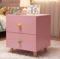 Table de chevet moderne en métal à 2 tiroirs avec pieds en bois, table de nuit compacte en acier pour chambre d'enfant, rangement pour articles divers