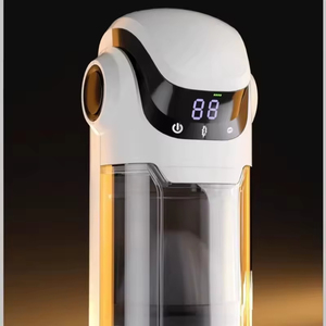 White Telescopic Suction <b>Vibrating</b> Masturbator For Men Adult Sex Toy With Digital Display And Heating Function - Product Image 3