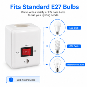 Portalámparas Acústico Óptico E27, Base de Luz Inteligente Enchufable con 3 Modos de Control para Pasillo y Sala de Estar - Product Image 4