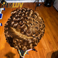 Perruque Lace Front HD 13x4 en cheveux humains brésiliens vierges, coupe Pixie courte bouclée profonde, sans colle, provenant du Vietnam