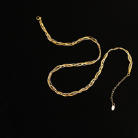 Bracelet en acier inoxydable 316L plaqué or PVD, tressé en chevrons, étanche, résistant au ternissement, chaîne tissée pour femmes
