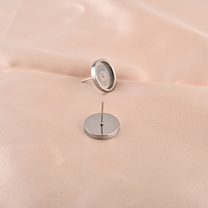 Stainless Steel <b>Disc</b> Earrings 14mm Thickened Base For Earring Making DIY Jewelry Components - Product Image 3