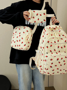 Sac à dos pour étudiant, style campus simple et mignon, sac décontracté, <span class=keywords><strong>cerise</strong></span>, fraise - Product Image 2