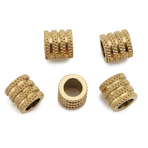 Cuentas espaciadoras de acero inoxidable con textura geométrica |   Cuentas espaciadoras huecas de patrón de malla de cuatro capas para accesorios de joyería DIY - Product Image 6