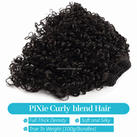 Ekstensi Rambut Keriting Pixie Warna Alami 18 Inch 100g Grosir, Ekstensi Rambut Keriting untuk Jahit dan Sambung