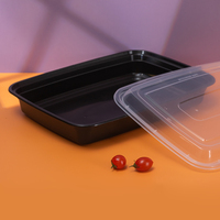 Contenedores Rectangulares Desechables de Plástico PP para Alimentos, Aptos para Microondas, Envases para Llevar
