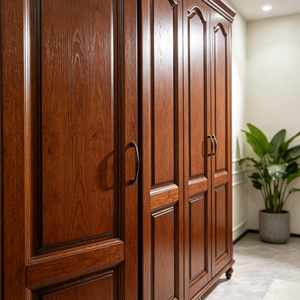 Armario Tradicional de Madera Maciza con Puertas de Panel Elevado y Diseño con Bisagras, Gran Capacidad, Estilo Antiguo - Product Image 5