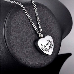 Bijoux de crémation acier inoxydable argent en forme de coeur Souvenir Jar collier branche d'olivier bijoux commémoratifs <span class=keywords><strong>pendentif</strong></span> - Product Image 4
