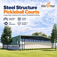 Centre sportif de pickleball GloStar à grande portée en structure acier, bâtiment préfabriqué pour salle de sport intérieure et installations multi-terrains