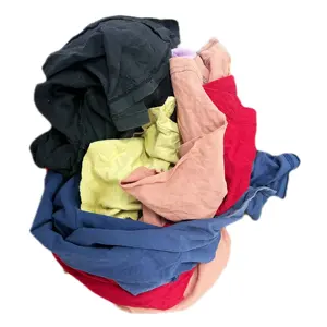 T-shirt de couleur foncée de déchets textiles mélangés de nettoyage en mélange de coton 100 recyclé chiffons d'essuyage industriels de haute qualité pour le nettoyage