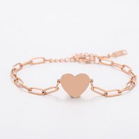 Nouvelle annonce trombone chaîne personnalisé coeur bracelets en acier inoxydable pour les femmes
