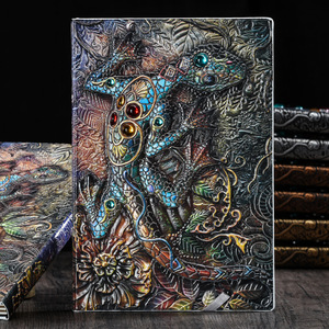 Carnet vintage à motifs de lézards avec incrustation de pierres précieuses, journal à couverture rigide de style européen, cadeau idéal pour les collectionneurs et les amateurs de livres - Product Image 4