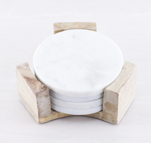 Posavasos redondo de mármol, blanco puro, para casa o Hotel - Product Image 1
