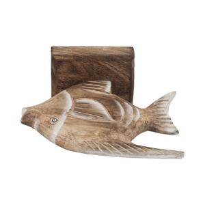 Statuetta di Pesce in Legno Intagliata a Mano in Legno di Albasia, Decorazione Costiera per Casa, Ufficio, Bagno, Esposizione su Mensola - Product Image 6