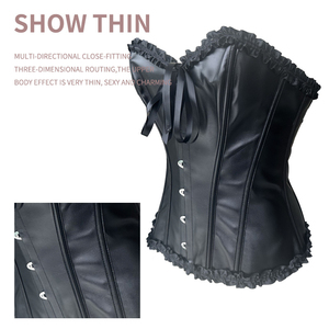 Fajas Colombianas en gros pour femmes, corset en cuir PU à lacets, style rétro palais, forte compression abdominale, vêtement extérieur amincissant - Product Image 2