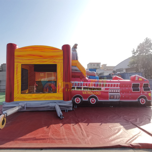 Castillo Inflable Comercial para Niños con Diseño de Camión de Bomberos, Tobogán Combinado, Capacidad de 500 kg, Diseño Portátil - Product Image 4