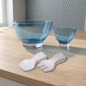 Bol à salade et à fruits en plastique acrylique transparent classique de grande taille, sans BPA, écologique, pour les fêtes, capacité supérieure à 10 L, modèle S-6 - Product Image 3