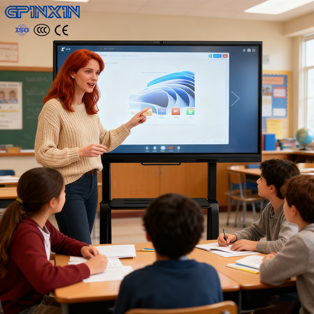 55 65 75" Smart Interactive Flat Panel White Board 4K Touch Screen Digital Interactive Floor Screen Display for School Education