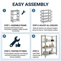 Étagère robuste à 4 niveaux en acier inoxydable, support réglable haute résistance pour la maison, la cuisine, le garage, l'atelier, la buanderie, le rangement