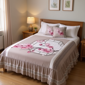 Juego de Edredón Queen Size Sayuri, 50% Algodón, Diseño de Flores de Cerezo, Estilo Japonés Coreano, Ropa de Cama para el Hogar - Product Image 2
