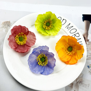 Têtes de fleurs de coquelicot artificielles de 7-8 cm de diamètre, style naturel, pour la photographie de mariage, la décoration de la maison - Product Image 1