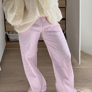 Pantalones Anchos Cómodos y Transpirables con Cintura Ajustable con Cordón - Pantalones Casuales de Color Sólido - Product Image 5