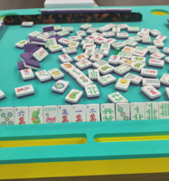 Tuiles de Mahjong flottantes violettes pour jeux de piscine, cartes de Mahjong flottantes personnalisées en mousse EVA, jeu de piscine portable pour fête au bord de la piscine, pour tapis de piscine