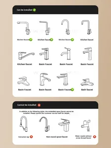 Rallonge de robinet de cuisine moderne à trou unique Rallonge télescopique pour évier Connecteur d'eau anti-éclaboussures Aérateurs universels - Product Image 5