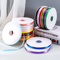 Ruban de satin 1 cm 3/8'' simple face en gros pour cadeaux, artisanat, nœuds pour cheveux, boîtes à gâteaux, décorations florales, mariages et fêtes