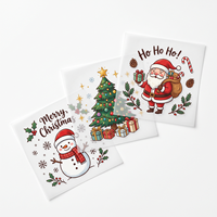 Transferts de dessins animés de Noël prêts à poser, autocollants thermocollants brillants en PET, patchs de transfert thermique souples et élastiques pour vêtements