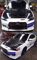 Capot de voiture en fibre de carbone pour Mitsubishi Lancer 2009-2016 Capot moteur